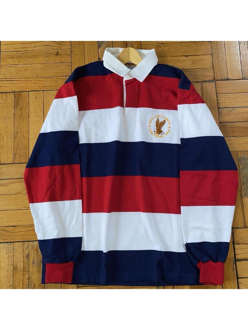 Vitnage ColumbiaKnit USA Rugby Sz M 100% Cotton Made in USA